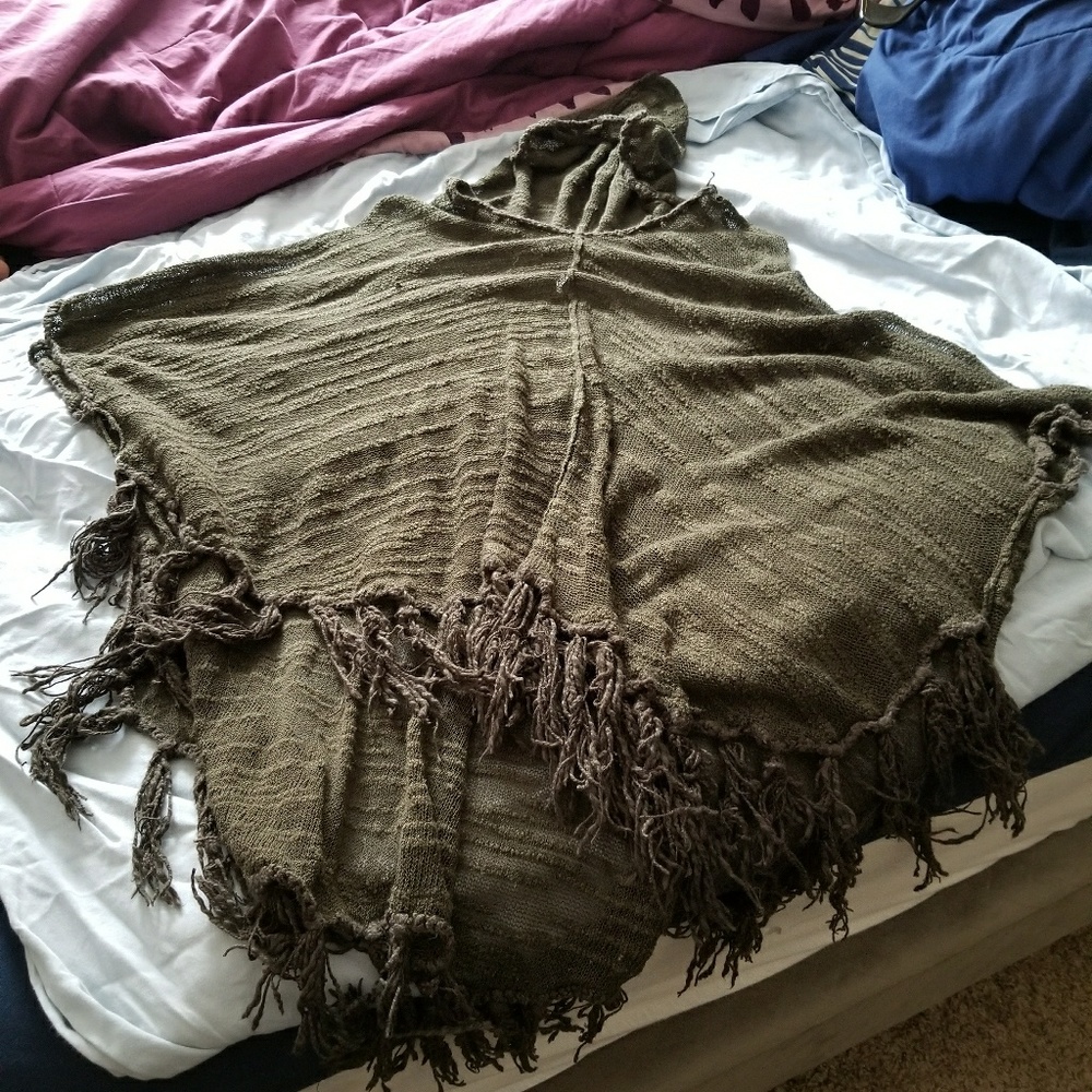Free People army green poncho